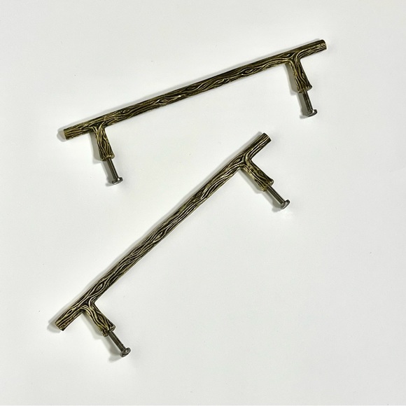Antique Gold Twig 6 Inch Center to Center Bar Cabinet Pull Pair - Picture 1 of 6